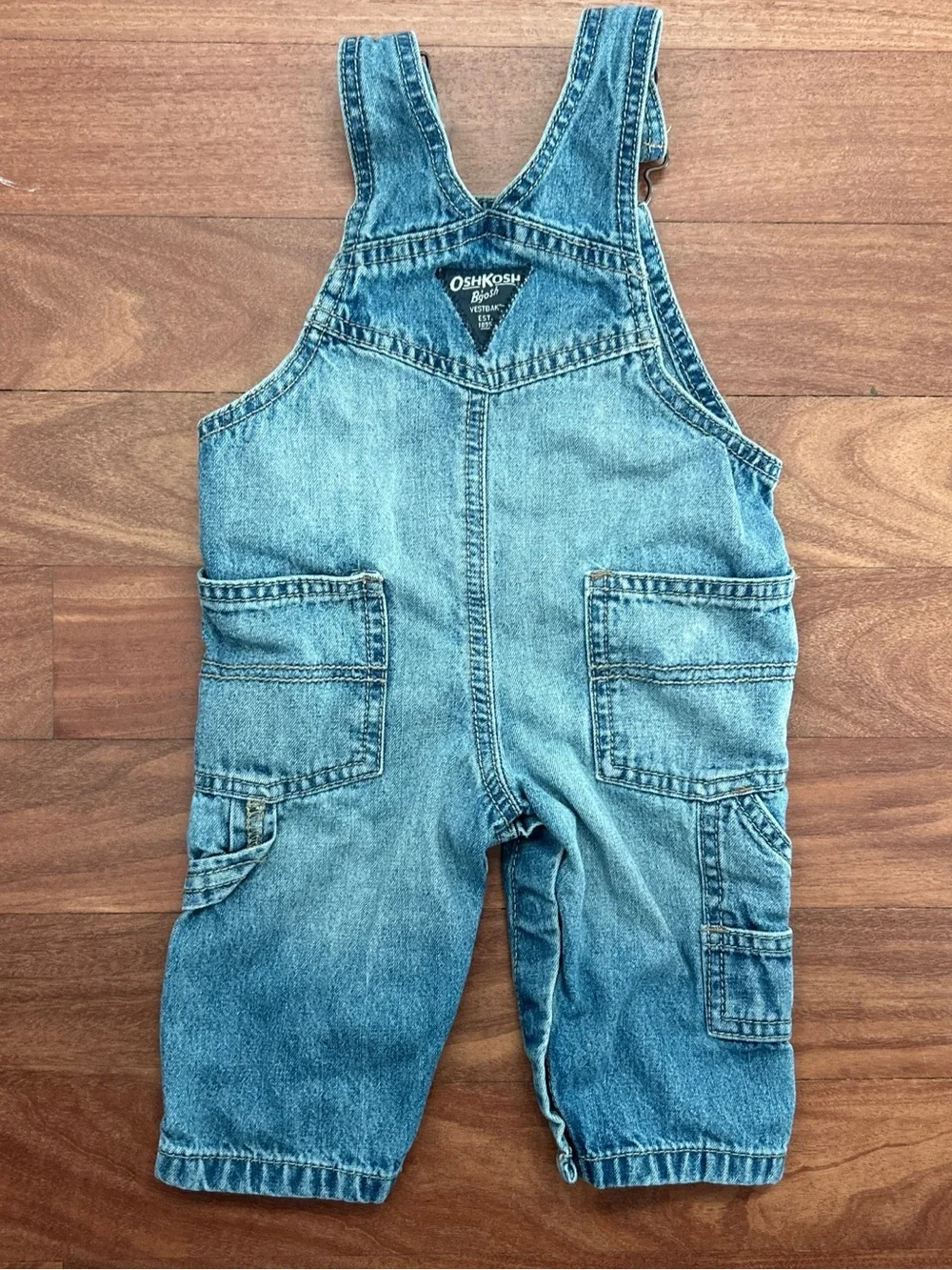Vintage OshKosh B’Gosh Vestbak Denim Overalls Boys 3 Months Snap Legs Logo USA